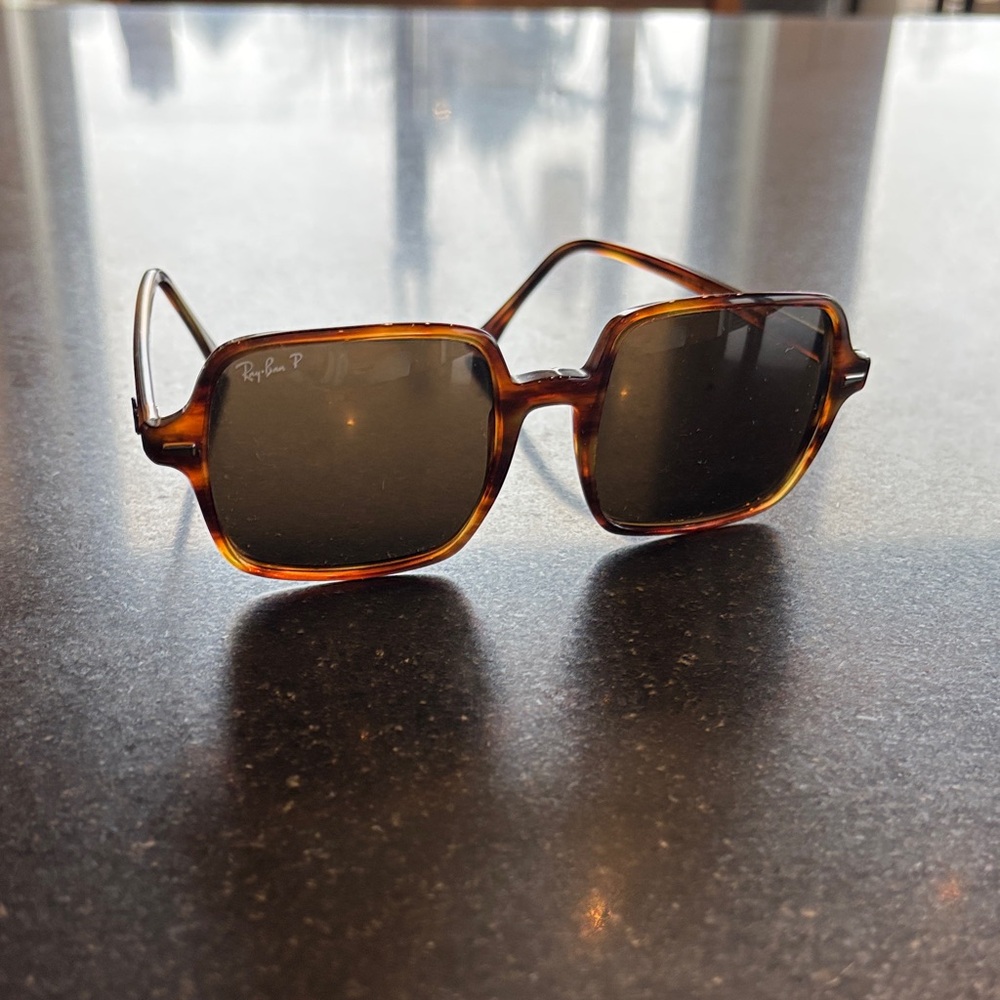 Ray-Ban Brown 53mm Tortoise Square Sunglasses- Polarized